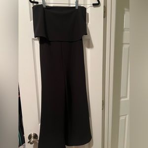 Strapless black cropped jumpsuit